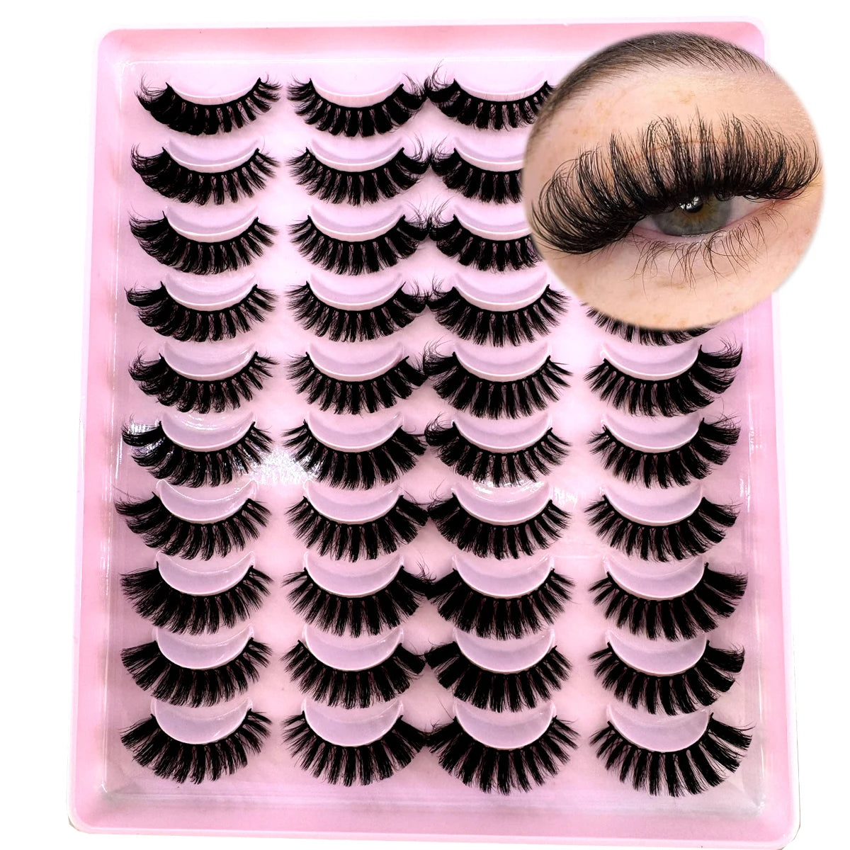 2023 Premium 20 Pairs Natuurlijke Lange 3D Minks Valse Wimpers Makeup Kit - Prachtig Gecontroleerde Mink Wimper Extensies voor Verbluffende Ogen!