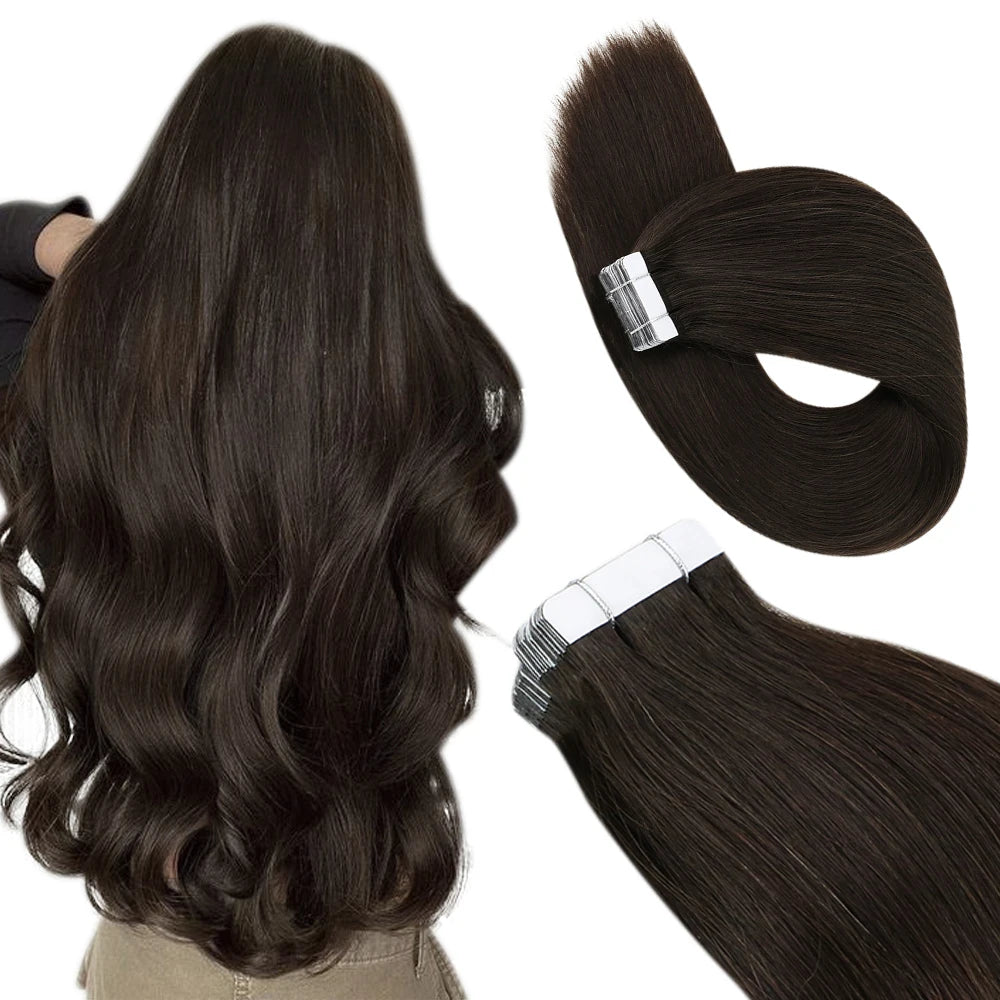 Luxe Ugeat Tape-In Haarextensions met Echt Braziliaans Remy Haar – Strak, Naadloze Huidband voor Prachtige Balayage Stijlen (20P/40P)