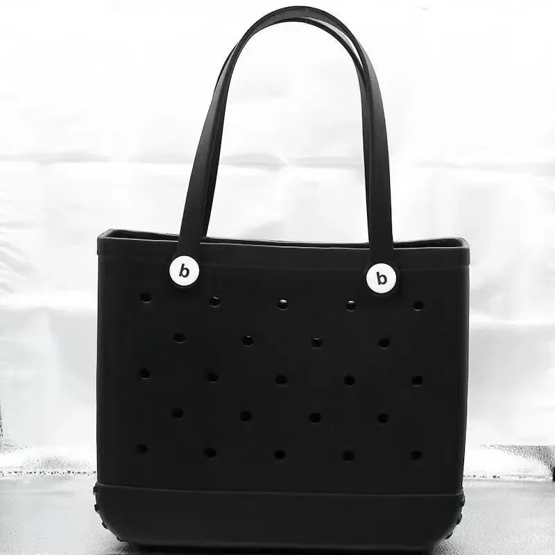 Stijlvolle Grote Eva Strandtas - Perfect voor Moeders! Veelzijdige Luiertassenopslag, Zomer Rubber Tote, en Effen Kleur Jelly Strandorganizer voor Al Je Essentiële Spullen.