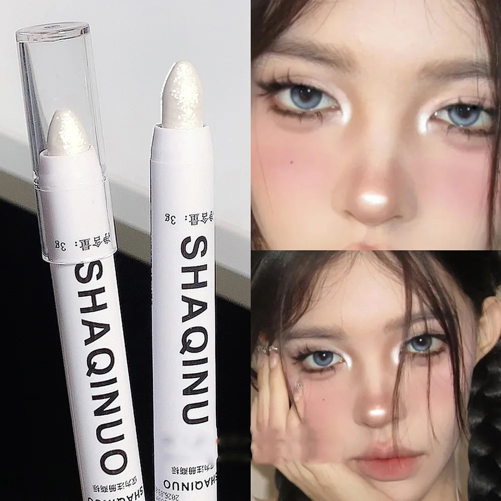 Stralende Matte Oogschaduwstick & Schitterende Zilveren Highlighter Duo - Perfect voor Prachtige Ooglooks!
