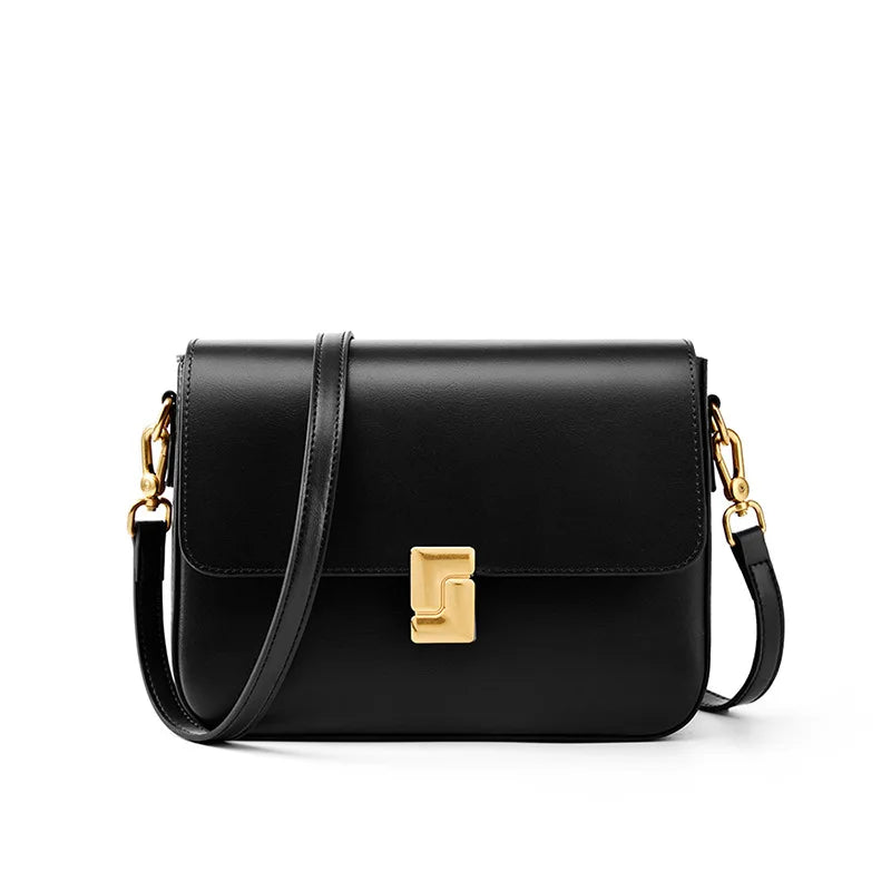 Stijlvolle Dames Echt Leren Schoudertas - Premium Rundslederen Crossbody Essentials