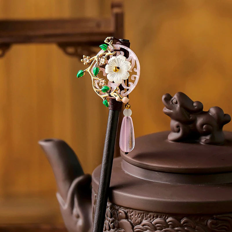 Elegante Handgemaakte Vintage Chinese Haarkammen - Luxe Bloemige Haarspelden voor Huwen en Speciale Evenementen