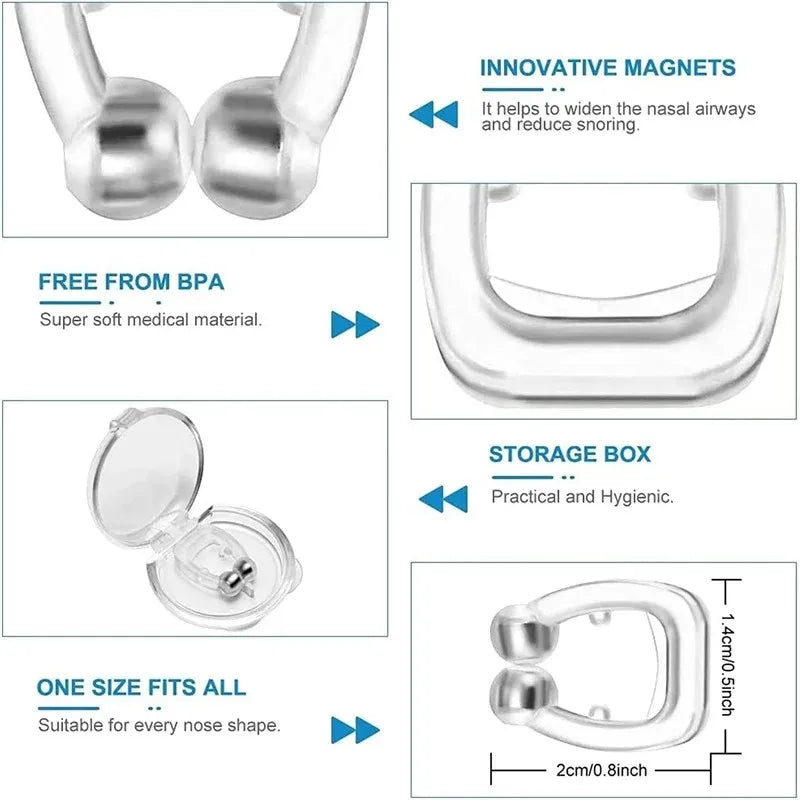 Premium Magnetische Anti-Snurk Neusclip – Adem Gemakkelijk en Slaap Beter! Effectieve Apneu Hulp met Handige Opbergdoos – Beschikbaar in 1/2/4/6 Pakketten