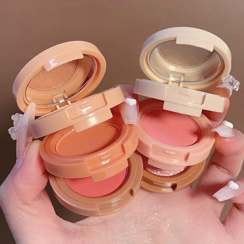 Ultimate 3-in-1 Blush Palette: Langdurige Waterdichte Matte & Shimmer Highlighter voor Perfecte Make-up