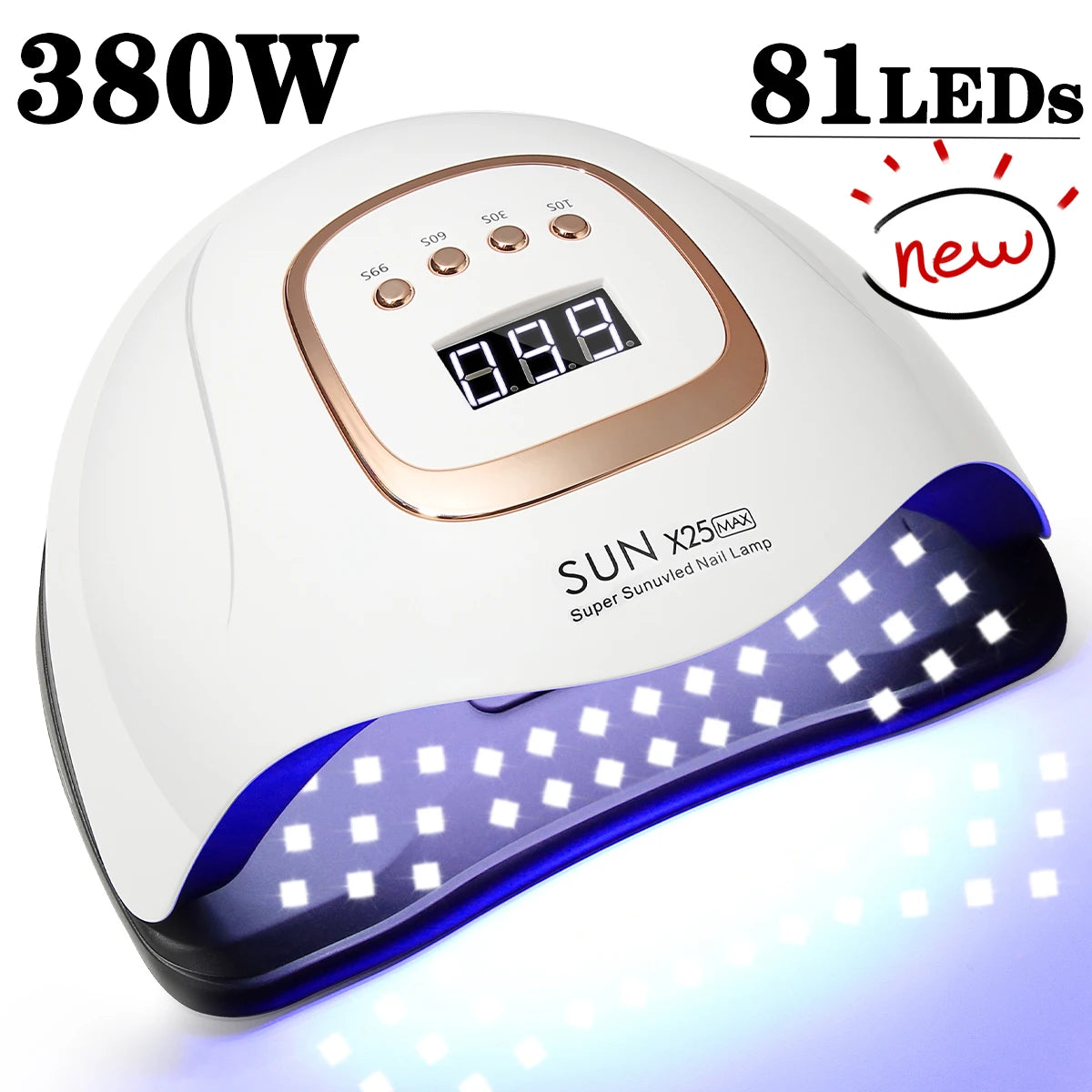 Professionele 380W LED Nagellamp voor Snelle Gel Uitharding - 81 LED's, 4 Timerinstellingen, Perfect voor Thuis en Salon Nagelkunst!