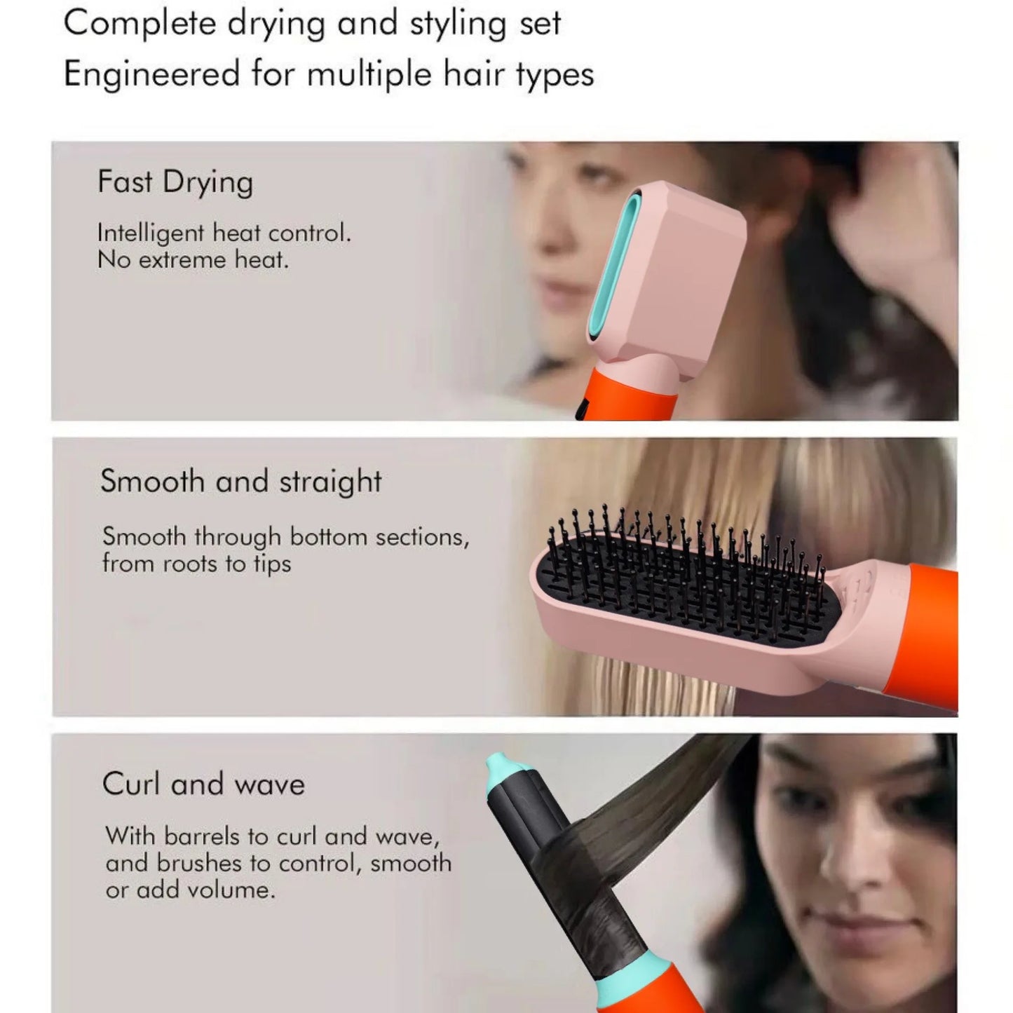 Veelzijdige 5-in-1 Haardroger en Multi Styler met Krulborstel - jouw ultieme stylingtool voor hete lucht!