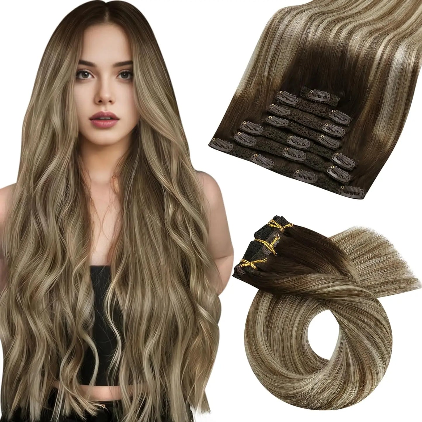 Transformeer je look met Moresoo Premium Clip-In Haarextensions - 100% Natuurlijke Remy Haar, Rechte Stijl, Verkrijgbaar in 5 en 7 Delige Sets!