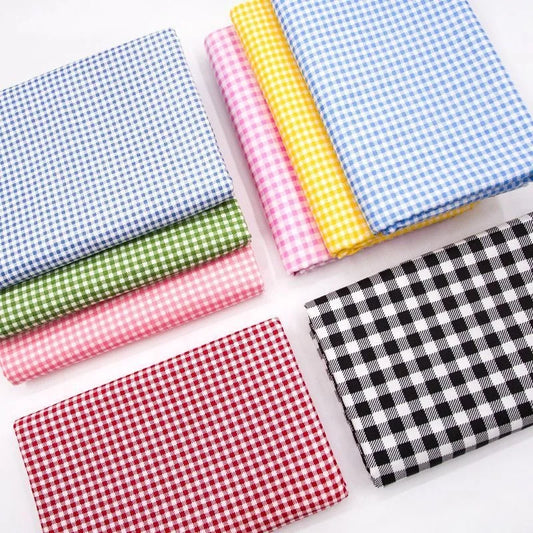 Colorful Gingham Cotton Fabric Twill Sewing Fabric 160x50cm DIY Kids Clothes Bedding Home Decor