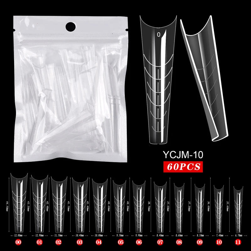 60 stuks Nagelverlengingsvormen voor Snelle UV Gel Polish Toepassing - Perfect voor Acrylnagels en Valse Nagelkunst met Dual System Manicure Accessoires!