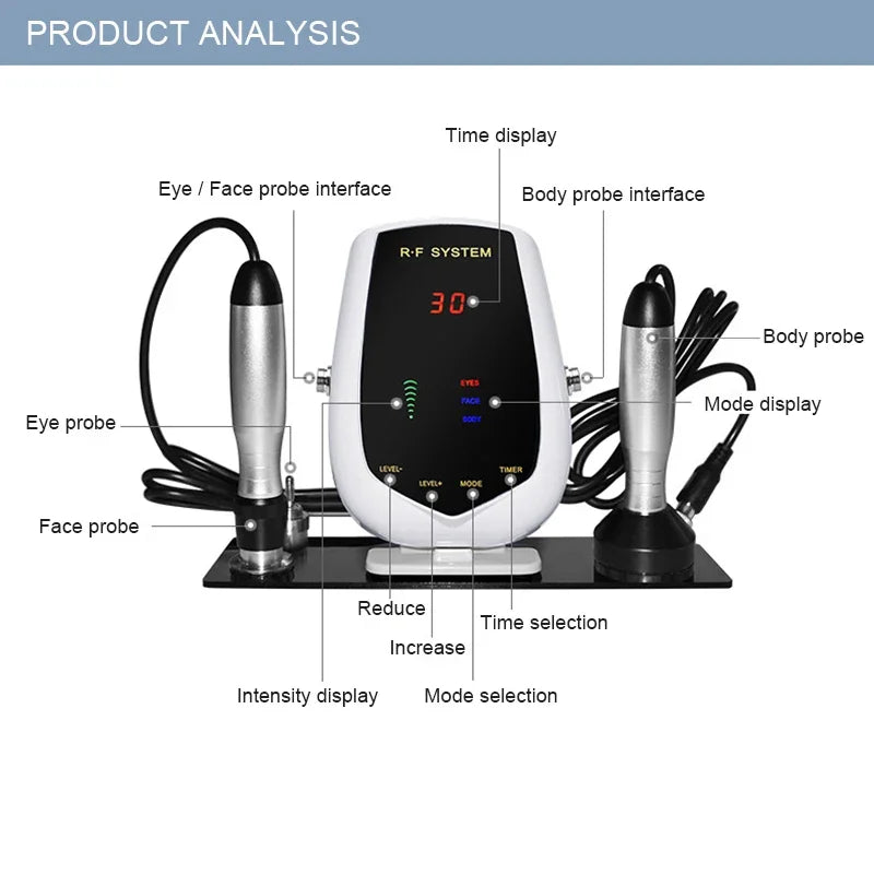 Revitaliseer je uitstraling: 5MHz 3-IN-1 RF Tripolaire Machine voor Gezicht, Ogen en Lichaam – Bereik Jeugdig Huid, Verstevigende Effecten en Vermindering van Rimpels op de Hals!