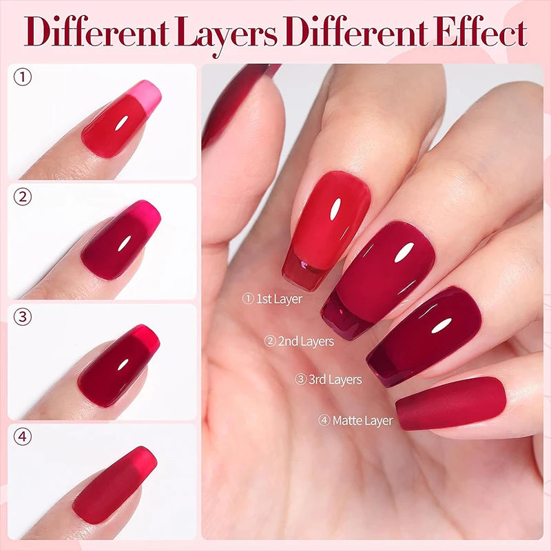 BORN PRETTY 10ml Jelly Nude Gel Nail Polish 50 Colors Semi Transparent Nail Art Nail Supplies Soak off UV LED Nails Gel Varnish