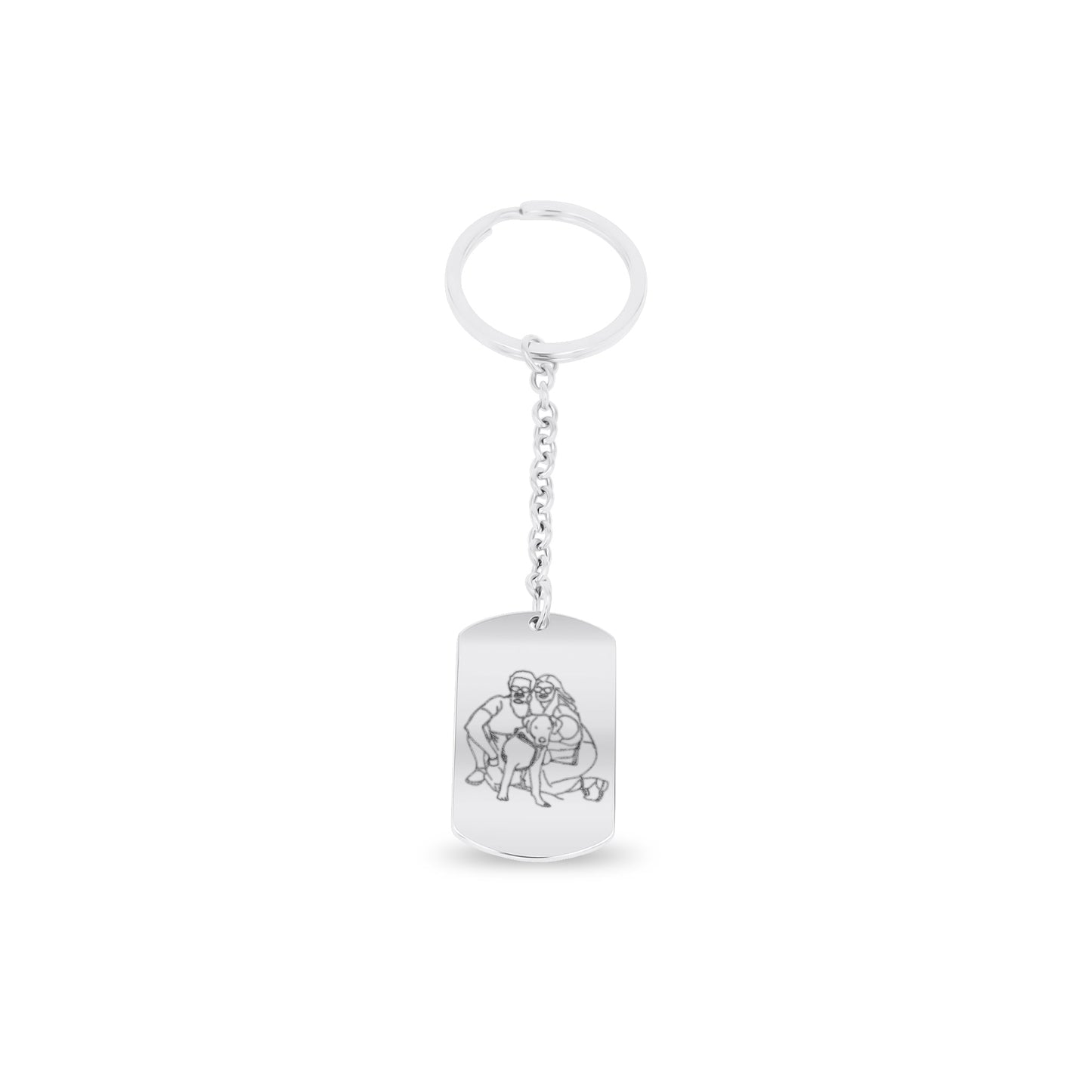 Elegante Lijn - Sleutelhanger met Unieke Lijntekening - Personaliseerbaar - RVS