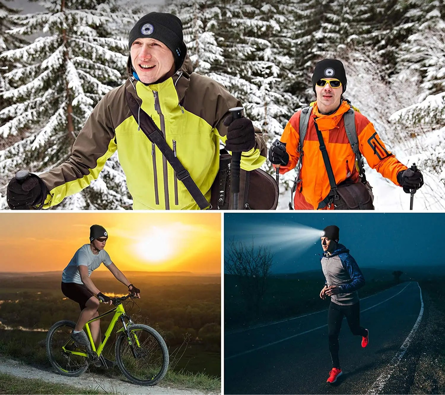 Slimme Draadloze Bluetooth Beanie: Outdoor Sportpet met Stereo Speakers, LED Licht en Ingebouwde Microfoon