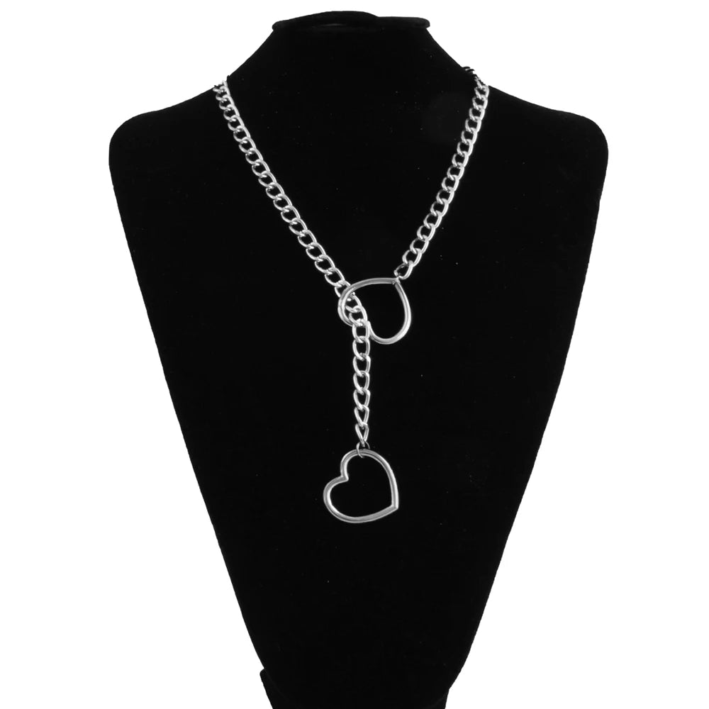 Stoere Hart Slip Chain Necklace voor Vrouwen – Lange Punk Rock Choker, Verstelbare Goth Sieraden & Perfect Cadeau!