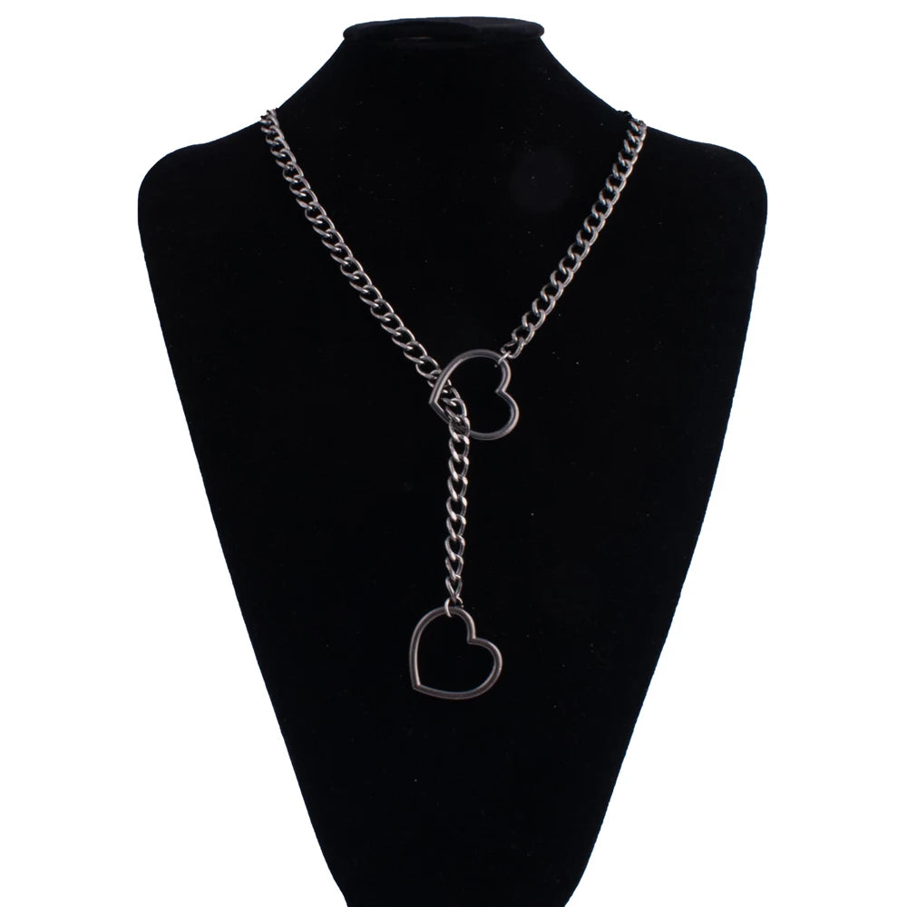 Stoere Hart Slip Chain Necklace voor Vrouwen – Lange Punk Rock Choker, Verstelbare Goth Sieraden & Perfect Cadeau!