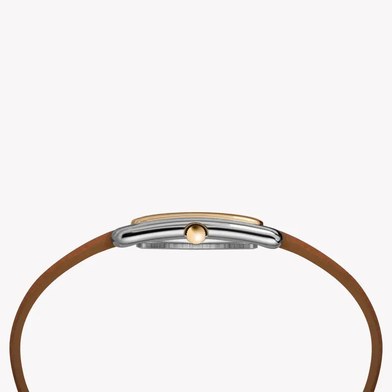 Timex Women's Brown Leather Watch, Silver Dial | TW2R89600-1