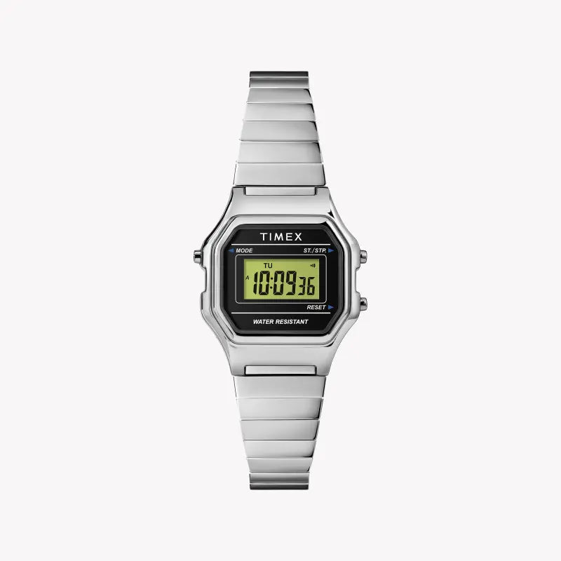 Timex Women's Silver Stainless Steel Watch, Digital Dial | TW2T48200-0