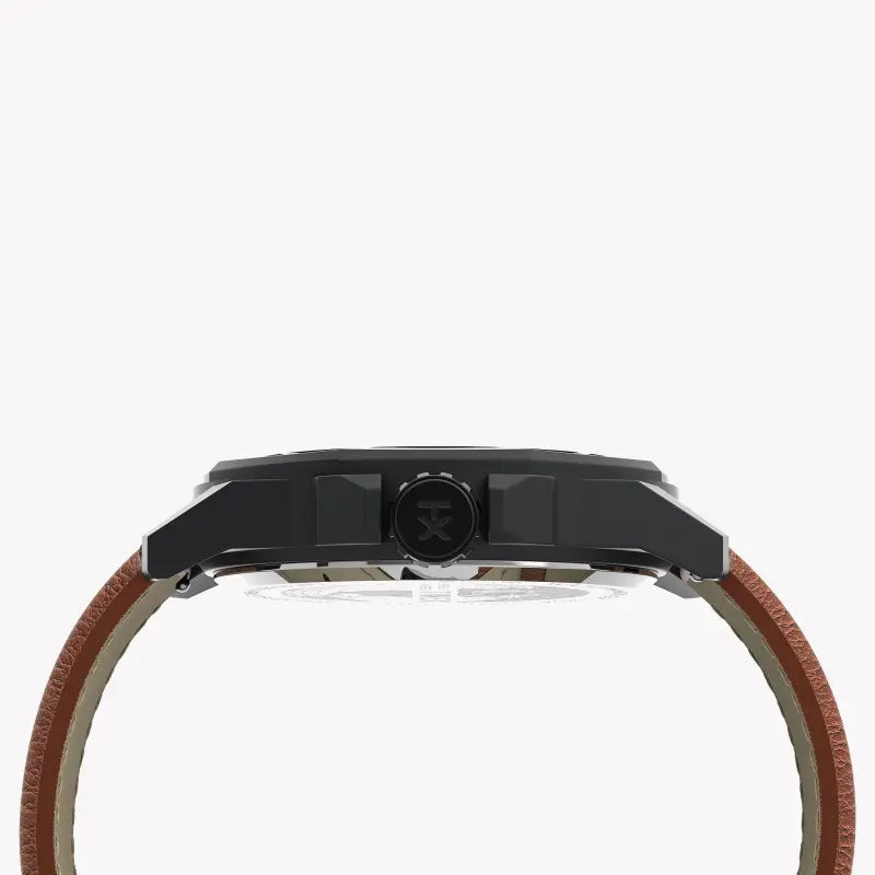 Timex Men's Brown Leather Watch, Gray Dial | TW2U82200-1