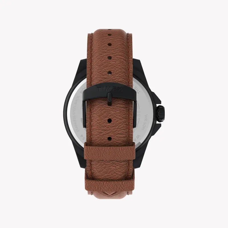 Timex Men's Brown Leather Watch, Gray Dial | TW2U82200-2