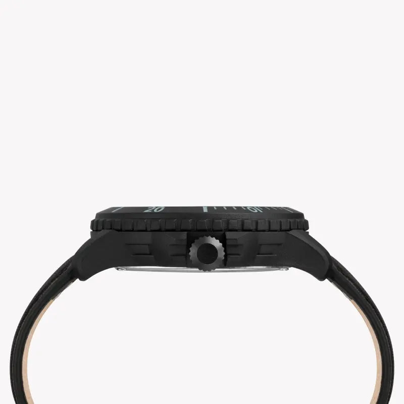 Timex Men's Black Leather Watch, Black Dial | TW4B14700-1