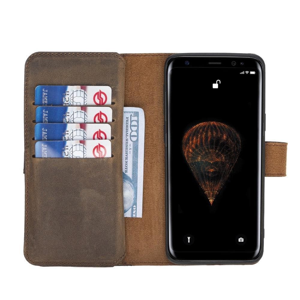 Double Magic Wallet Samsung Galaxy S9 Genuine Leather Case - DMW - Samsung Galaxy S9 / ANTIC DARK BROWN-1