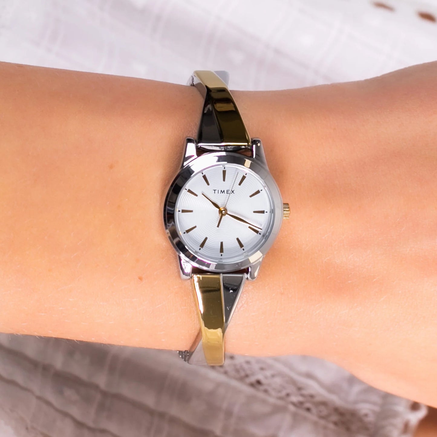 Timex Women's Silver Stainless Steel Watch, Silver Dial | TW2R98700-4