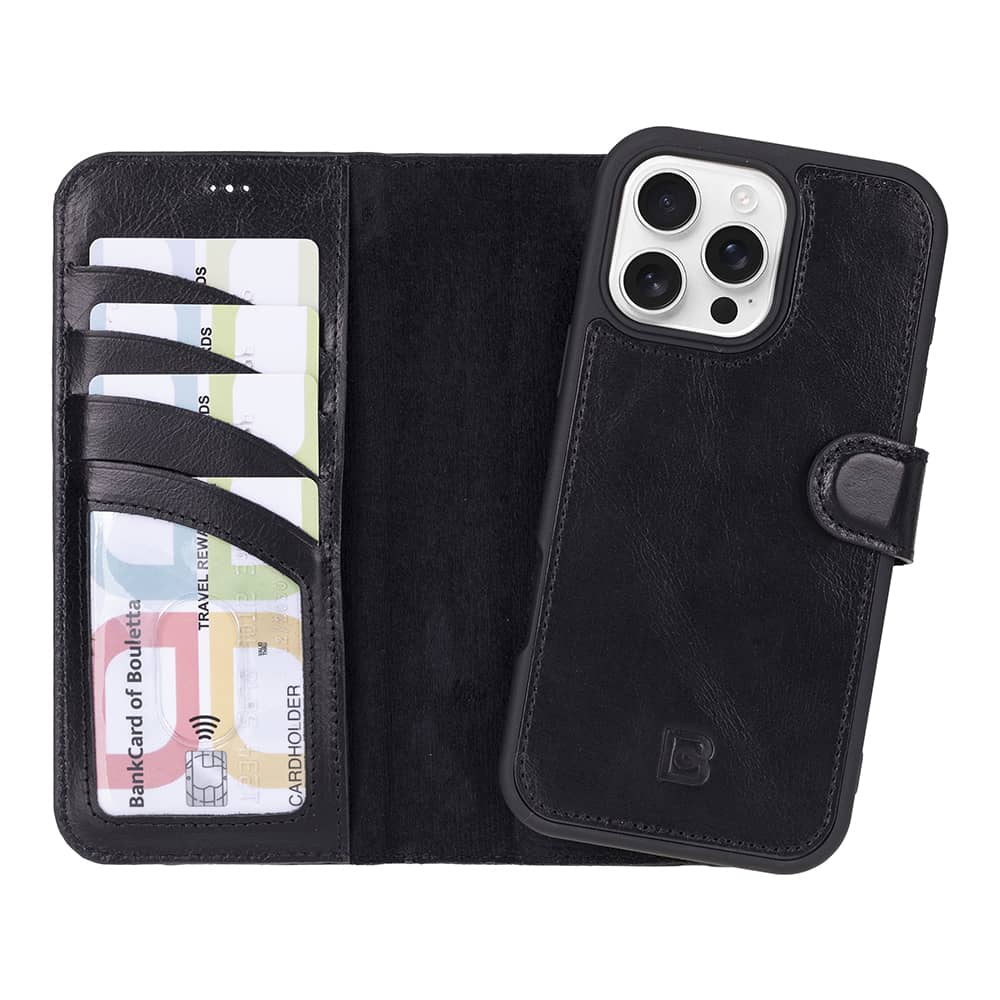 Leather iPhone 16 Pro Detachable Wallet Case-0