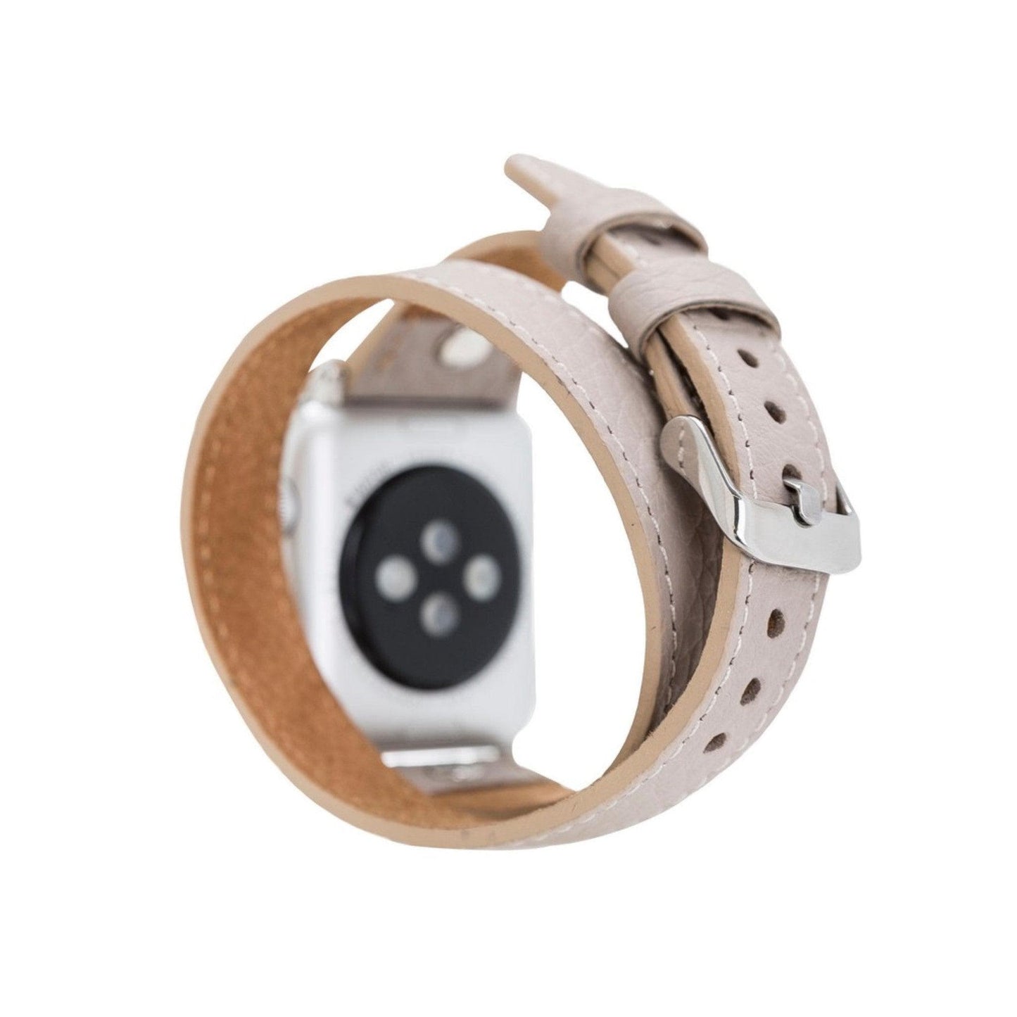 Leeds Double Tour Slim with Silver Bead Apple Watch Leather Straps-4
