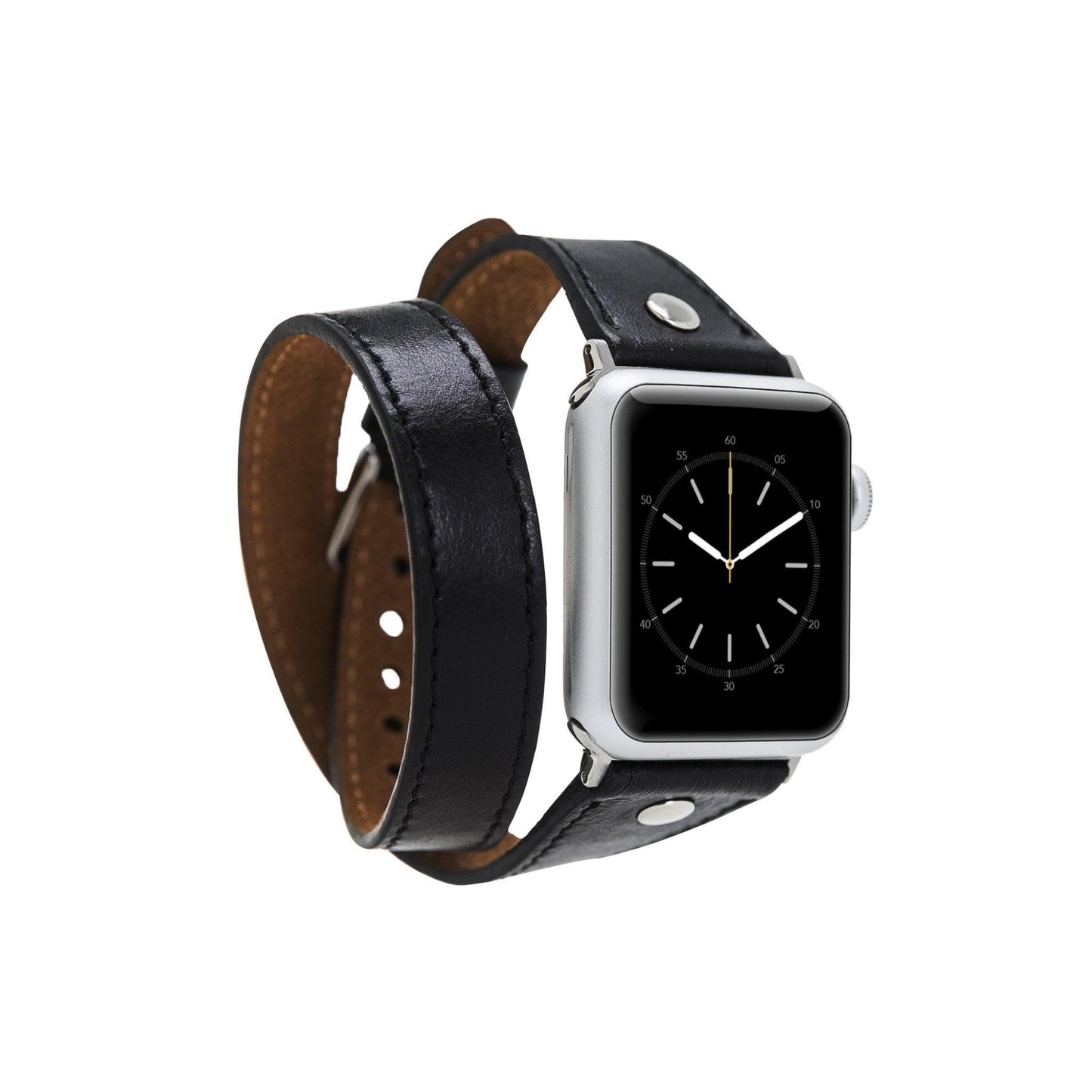 Leeds Double Tour Slim with Silver Bead Apple Watch Leather Straps-9