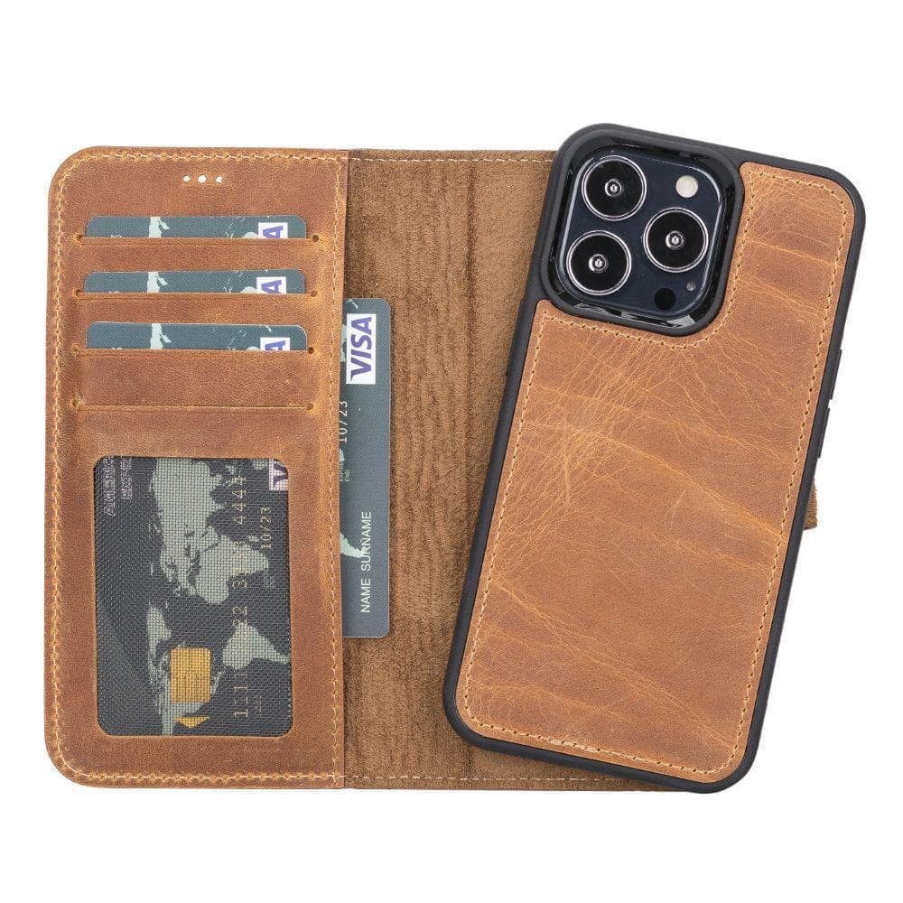 Magic iPhone13 Series Detachable Genuine Leather Wallet Case - MW-4