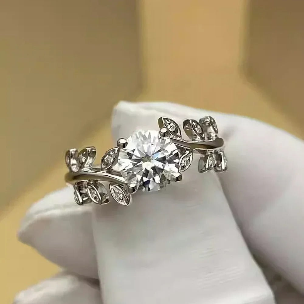 FloralSparkle - 1CT Blad Moissanite Diamant Verlovingsring met GRA voor Vrouwen