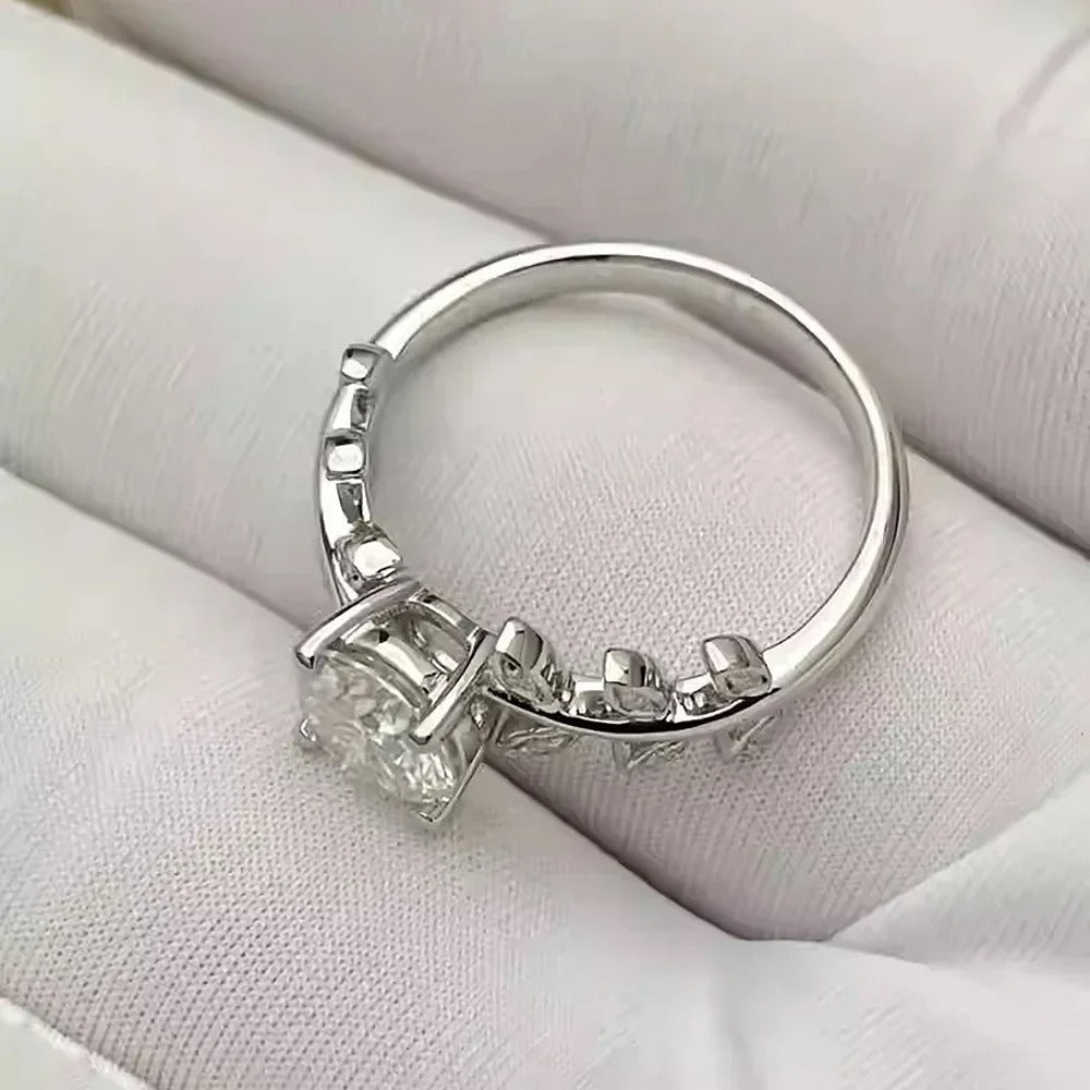 FloralSparkle - 1CT Blad Moissanite Diamant Verlovingsring met GRA voor Vrouwen