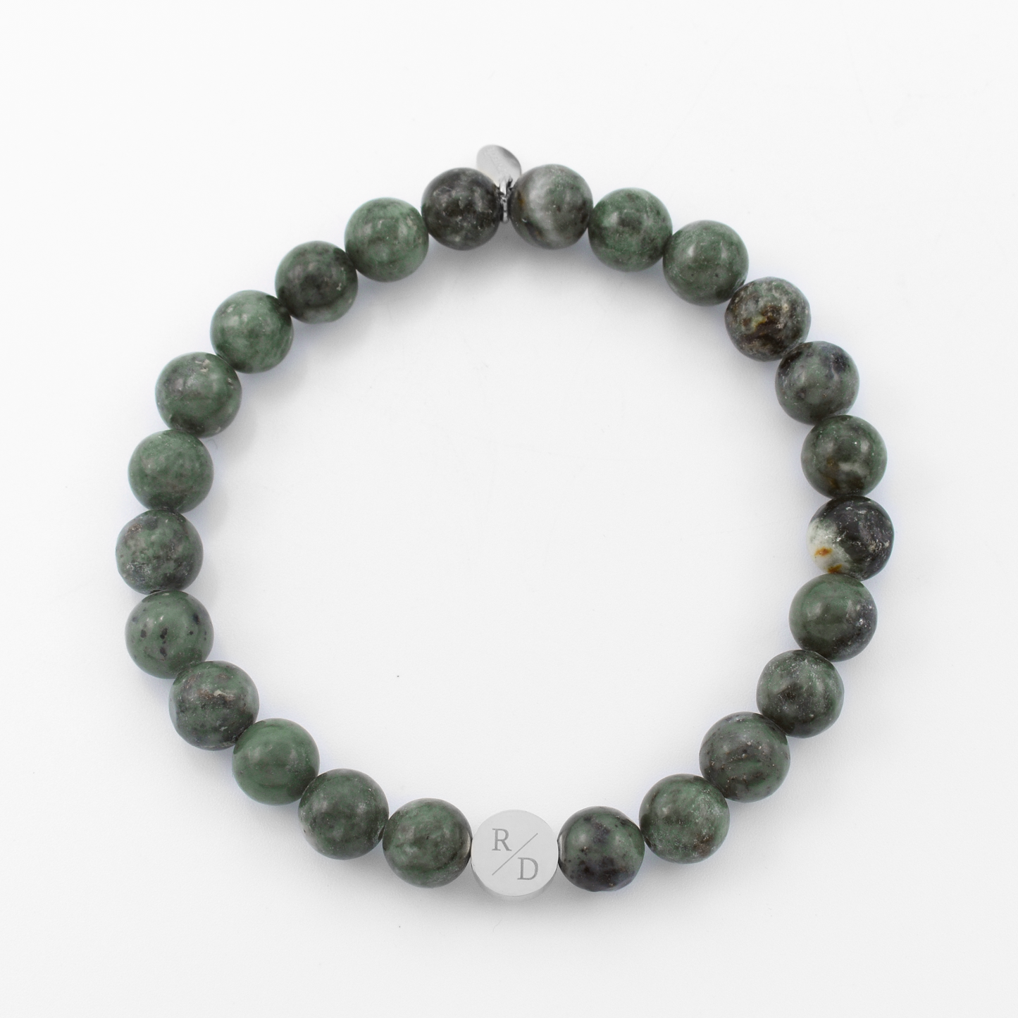 EarthTone – Natuurlijke Groene Steenarmband met Jouw Initialen