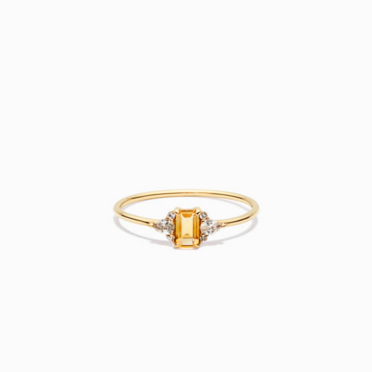 CitrineElegance - Luxe Baguette Ring met Prachtige Citrien Accent