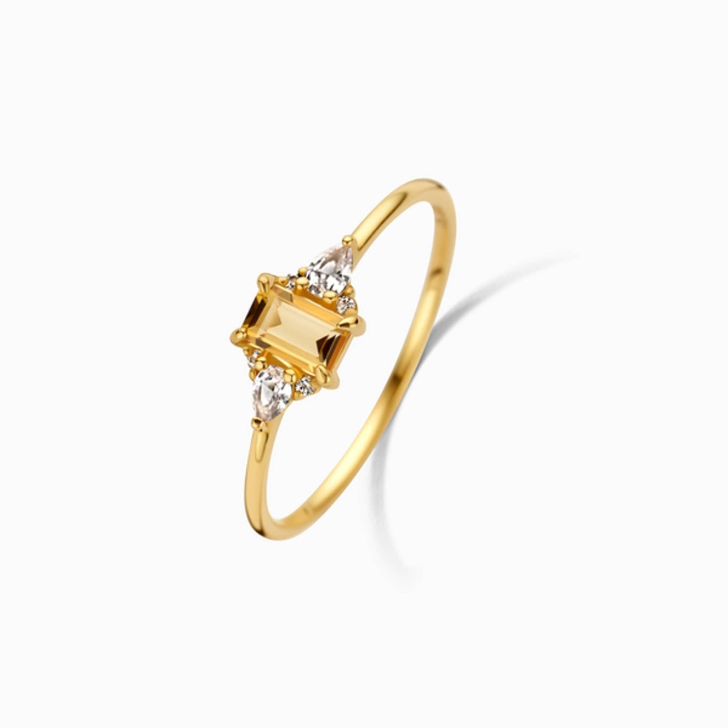 CitrineElegance - Luxe Baguette Ring met Prachtige Citrien Accent