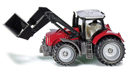 Massey Ferguson Tractor with Front Loader Red with Silver Top Diecast Model by Siku-0