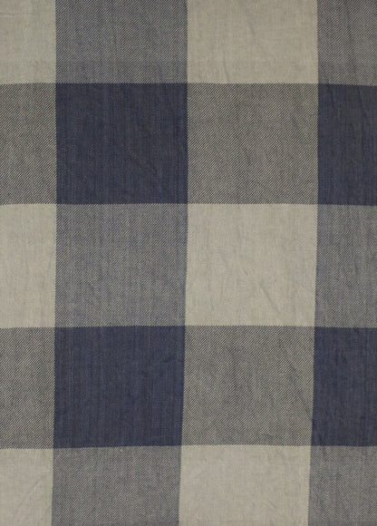 Box Checks Twill Weave Cotton Scarf - Grey Beige-2