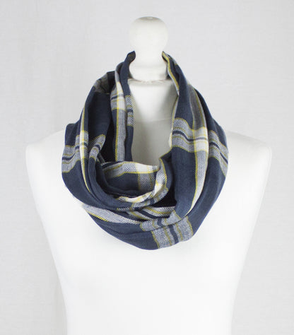 Window Checks Twill Weave Cotton Viscose Scarf - Black White-1