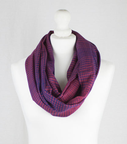 Gradient Checks Twill Weave Viscose Scarf - Fuchsia Purple-1