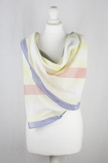 Fine Cotton Stripes Cotton Scarf - Pink Lime-2