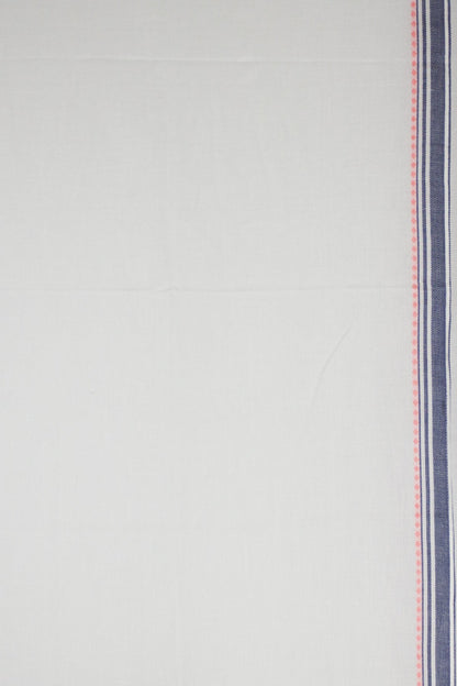 Classic South Border Cotton Scarf - White-2