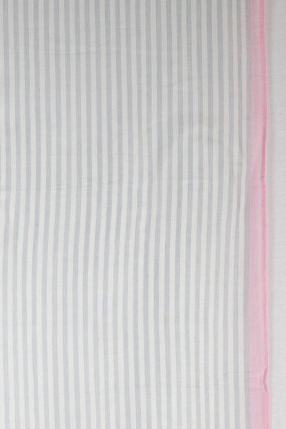 Classic Stripe with Neon Pink Border Viscose Scarf - Grey White Neon Pink-3