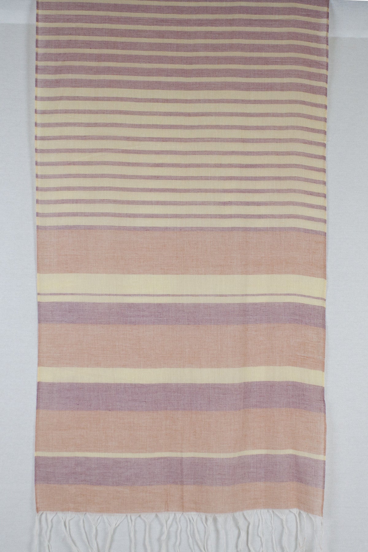 Chambray Stripe Cotton Scarf - Orange Red Yellow-3