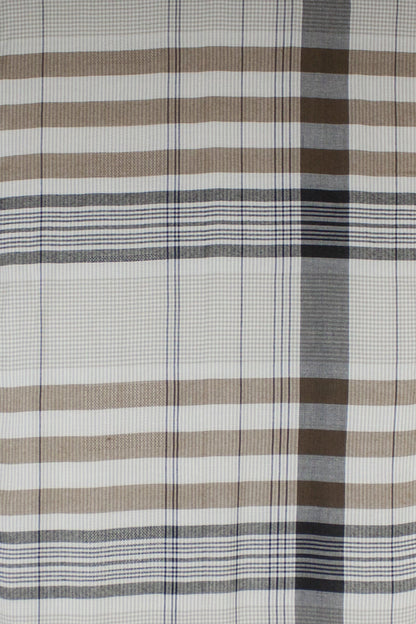 Checks and Stripes Textured Weave Viscose Scarf - Beige Black Off-White-3