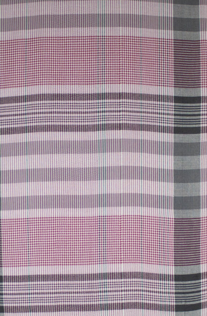 Checks and Stripes Textured Weave Viscose Scarf - Pink Black Off-White-3