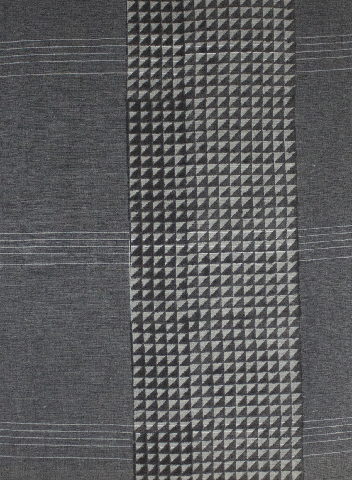 Triangle Print Chambray Cotton Scarf -  Grey Black-3