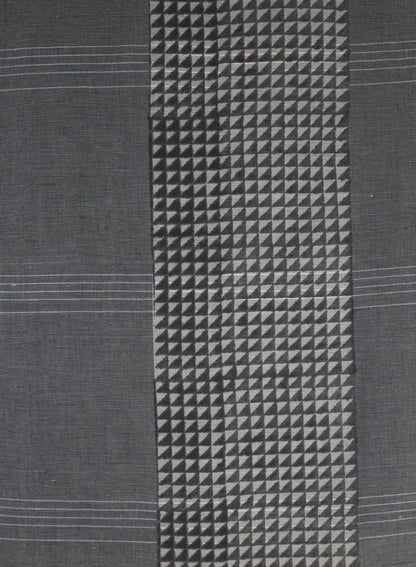 Triangle Print Chambray Cotton Scarf -  Grey Black-3