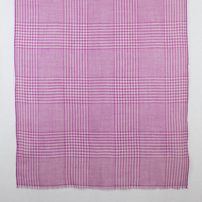 Gingham Mix Merino Wool Scarf - Fuschia-3