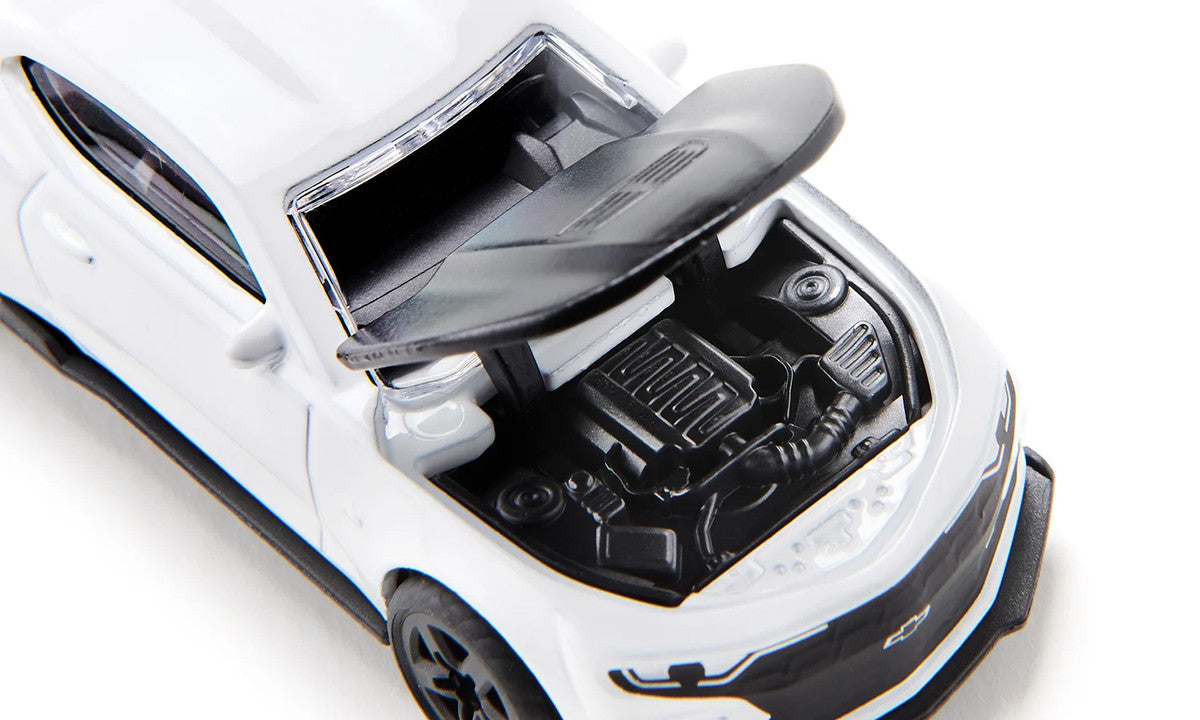 Chevrolet Camaro White with Black Hood Diecast Model Car by Siku-3