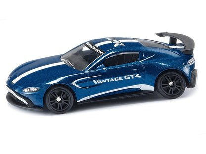 Aston Martin Vantage GT4 Blue Metallic with White Stripes Diecast Model Car by Siku-1